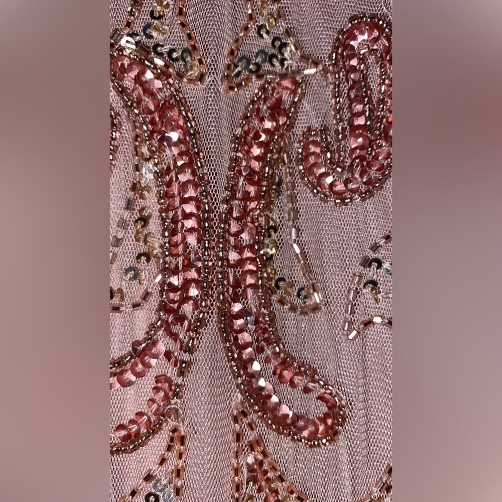 Pisarro Nights Mesh Beaded Cocktail Dress - Powdery Pink - Picture 9 of 12